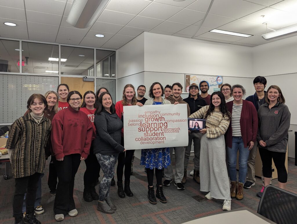 Word cloud reflecting the qualities that guide our actions and interactions at the Dennis Learning Center: empathy, inclusion, growth, learning, support, student-centered, collaboration, development, belonging.